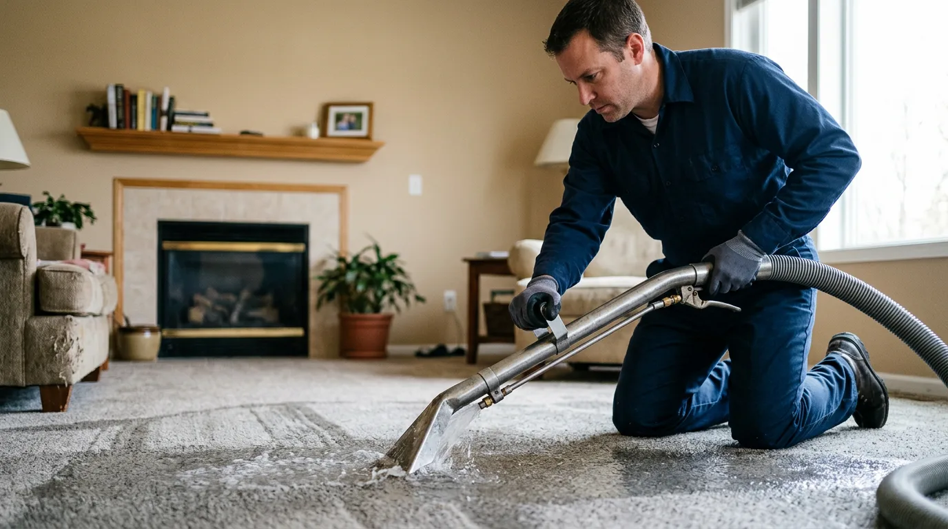 Water damage restoration technician working near Concord, AR